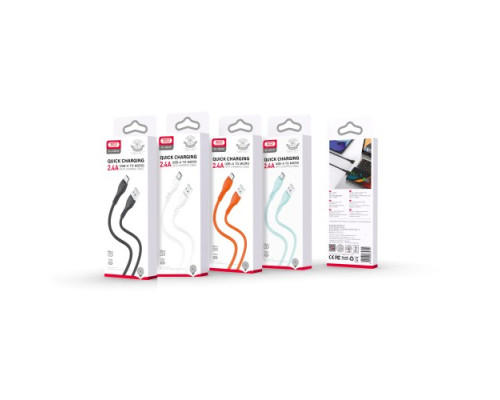 Кабель XO NB240 Football Micro 2.4A/1m Soft Rubber Cable Чорний mag-6920680839704998