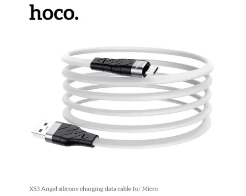 Кабель HOCO X53 Ange silicone charging data for Micro 2,4A/1m. White mag-6931474738080143970