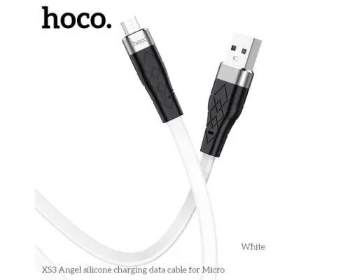 Кабель HOCO X53 Ange silicone charging data for Micro 2,4A/1m. White mag-6931474738080143970
