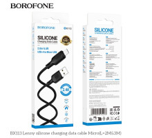 Кабель BOROFONE BX113 Lenny Silicone for Micro 2.4A/2m чорний mag-6941991115493137623