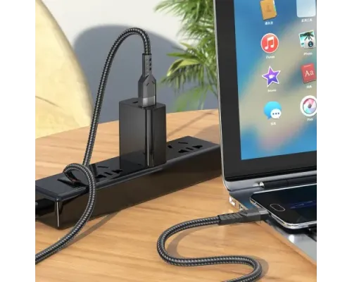 Кабель HOCO U110 charging data cable for Micro/2,4A/1,2m. Black mag-6931474770585143994