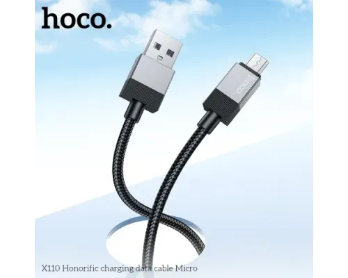 Кабель HOCO X110 Honorific charging data cable Micro 2,4A/1m. Black mag-6942007646789139080