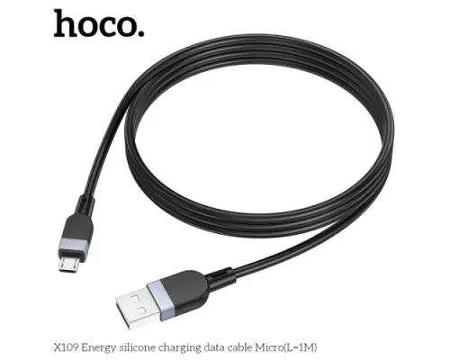 Кабель HOCO X109 Energy silicone charging data cable Micro 2,4A/1m. Black mag-6942007636223144043