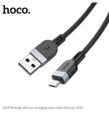 Кабель HOCO X109 Energy silicone charging data cable Micro 2,4A/1m. Black mag-6942007636223144043