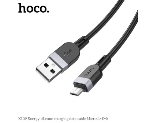 Кабель HOCO X109 Energy silicone charging data cable Micro 2,4A/1m. Black mag-6942007636223144043