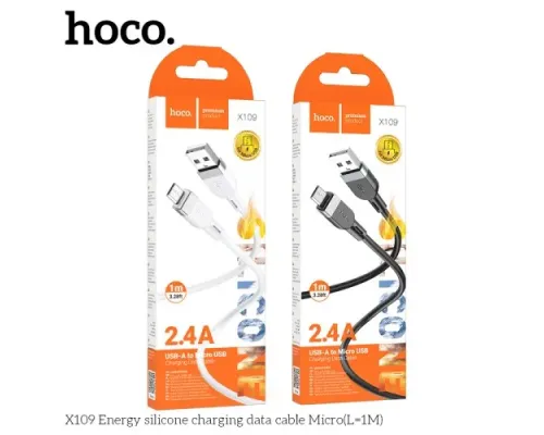 Кабель HOCO X109 Energy silicone charging data cable Micro 2,4A/1m. Black mag-6942007636223144043