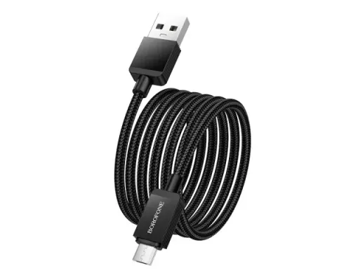 Кабель BOROFONE BX120 Placer charging data cable Micro 2.4A/1m чорний mag-6941991122101145020