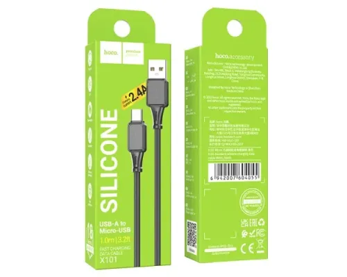 Кабель HOCO X101 Assistant silicone charging data cable Micro 1m. Black mag-6942007604055154183