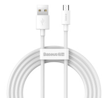 USB кабель Baseus Simple Wisdom Data Cable Kit USB to Micro 2.1A (2PCS/Set) 1.5m White TZCAMZJ-02 mag-6953156203334135373