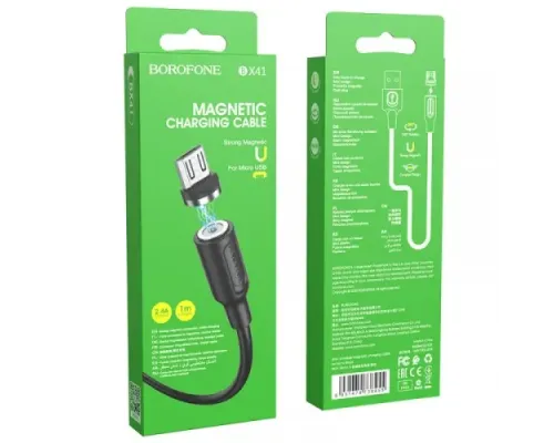 Кабель BOROFONE BX41 Amiable magnetic for Micro 2.4A/1m чорний (дефект пакування) mag-2000001550885145937