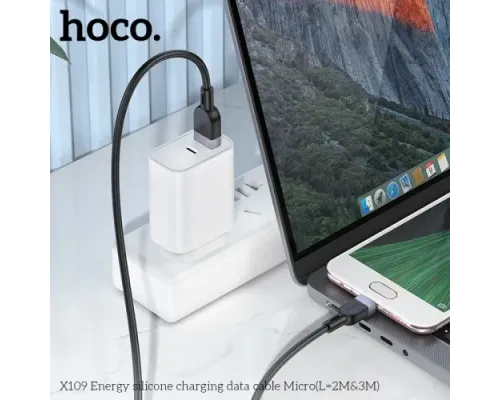Кабель HOCO X109 Energy silicone charging data cable Micro 2,4A/2m. Black mag-6942007636308144046