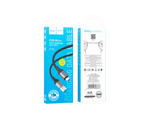 Кабель HOCO X102 Fresh charging data cable Micro 1m. Black mag-694200760876358467