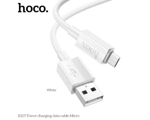 Кабель HOCO X107 Favor charging data cable Micro 3A/1m White mag-6942007626286144025