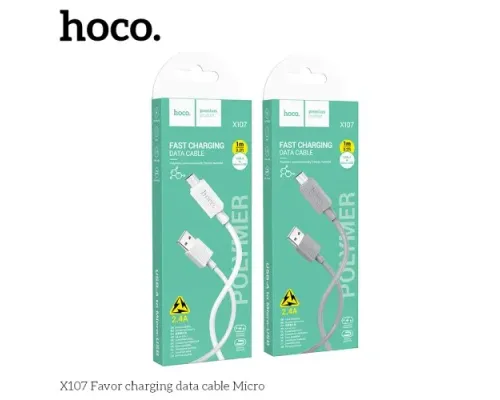 Кабель HOCO X107 Favor charging data cable Micro 3A/1m White mag-6942007626286144025