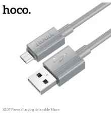 Кабель HOCO X107 Favor charging data cable Micro 3A/1m Gray mag-6942007626293144026