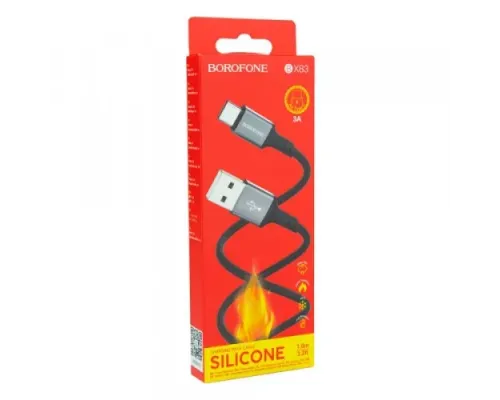 Кабель BOROFONE BX83 Famous silicone charging for Type-C 3A/1m чорний (дефект пакування) mag-2000001609750147042