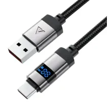 USB Кабель ACEFAST C15-04 USB to Type-C digital display braided charging data cable 66W 1.2m Black mag-6974316283737153749