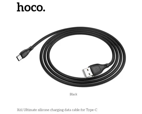 Кабель HOCO X61 Ultimate Silicone for Type-C 2,4A/1m Black mag-6931474747846143979