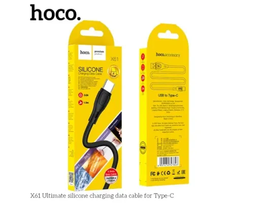 Кабель HOCO X61 Ultimate Silicone for Type-C 2,4A/1m Black mag-6931474747846143979