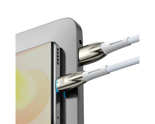 USB кабель Baseus Glimmer Series Fast Charging Data Cable USB to Type-C 100W 1m White CADH000402 mag-693217261798161288