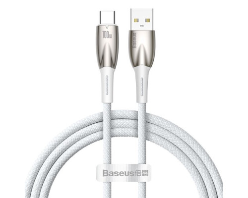 USB кабель Baseus Glimmer Series Fast Charging Data Cable USB to Type-C 100W 1m White CADH000402 mag-693217261798161288