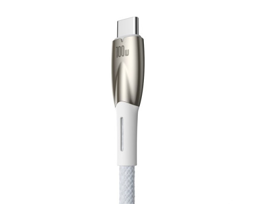 USB кабель Baseus Glimmer Series Fast Charging Data Cable USB to Type-C 100W 1m White CADH000402 mag-693217261798161288