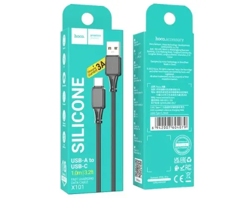 Кабель HOCO X101 Assistant silicone charging data cable Type-C 1m. Black mag-6942007604079154062