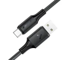 USB кабель ACEFAST C17-04 USB to Type-C silicone charging data cable 3A 1,2m Black mag-6974316284178153306