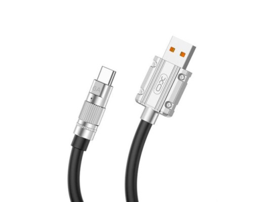 Кабель XO NB227 OD6.0 silicone TPE zinc alloy TYPE-C 6A/1,2M Чорний mag-692068083329057216