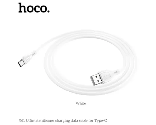 Кабель HOCO X61 Ultimate Silicone for Type-C 2,4A/1m White mag-6931474747853143980