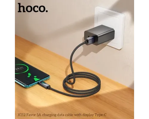 Кабель HOCO X112 Favor charging data cable with display Type-C 5A/1m black mag-6942007645560144062