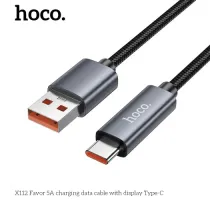 Кабель HOCO X112 Favor charging data cable with display Type-C 5A/1m black mag-6942007645560144062