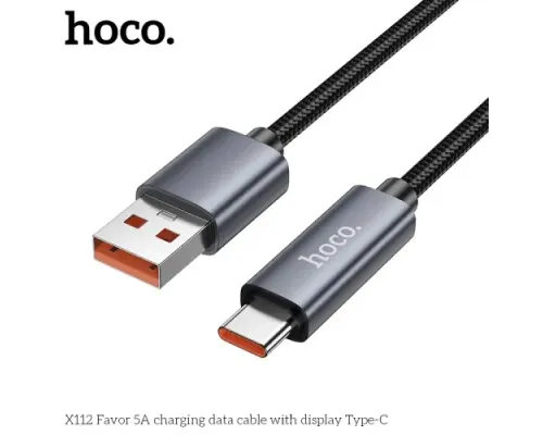 Кабель HOCO X112 Favor charging data cable with display Type-C 5A/1m black mag-6942007645560144062