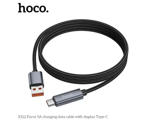 Кабель HOCO X112 Favor charging data cable with display Type-C 5A/1m black mag-6942007645560144062