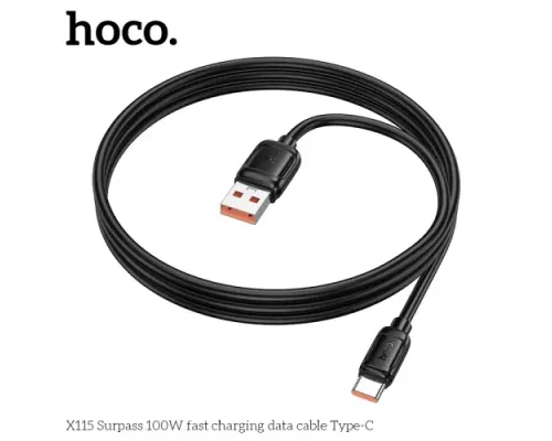 Кабель HOCO X115 Surpass 100W fast charging data cable Type-C 1m black mag-6942007651974152316
