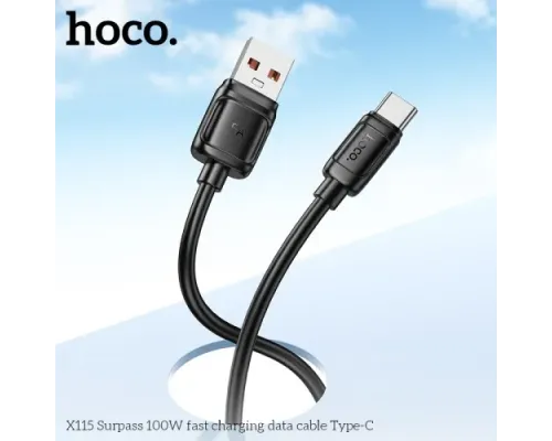 Кабель HOCO X115 Surpass 100W fast charging data cable Type-C 1m black mag-6942007651974152316