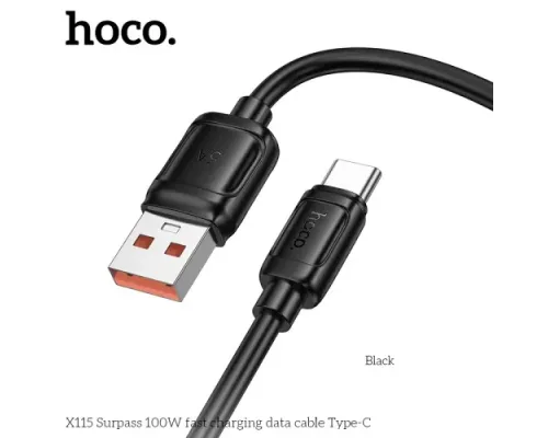 Кабель HOCO X115 Surpass 100W fast charging data cable Type-C 1m black mag-6942007651974152316