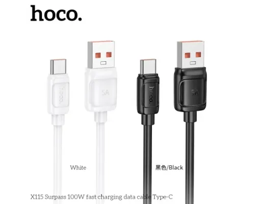 Кабель HOCO X115 Surpass 100W fast charging data cable Type-C 1m black mag-6942007651974152316
