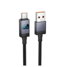 Кабель HOCO X118 Generous 5A charging data cable with display Type-C black mag-6942007655088146166