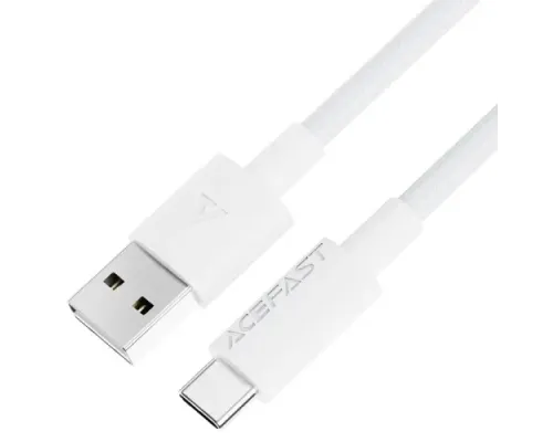 USB кабель ACEFAST C18-04 USB to Type-C braid charging data cable 3A 1,2m White mag-6974316284260153833
