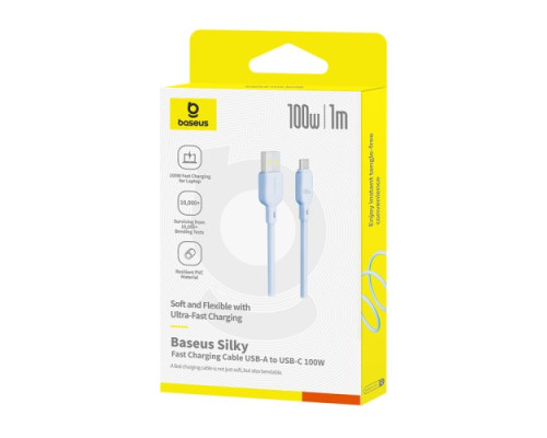 USB кабель Baseus Silky Series USB to Type-C 100W 1m Blue P10377703313-00 mag-6932172668914107254