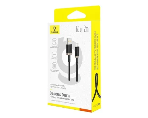 USB кабель Baseus Dura Series USB to Type-C 60W 2m Black-gold P10377802U01-02 mag-6932172669904152085