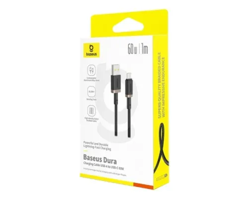 USB кабель Baseus Dura Series USB to Type-C 60W 1m Black-gold P10377802U01-00 mag-6932172669935145724