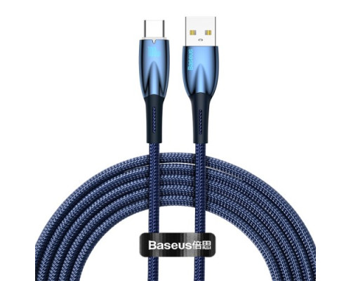 USB кабель Baseus Glimmer Series Fast Charging Data Cable USB to Type-C 100W 2m Blue CADH000503 mag-6932172618001135449