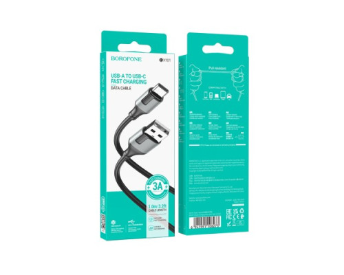 Кабель BOROFONE BX101 Creator charging data cable Type-C 3A/1m чорний mag-6941991108273137609
