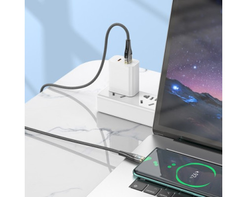 Кабель HOCO U121 Gold standard Transparent Discovery Edition charging data cable Type-C 1m. Black mag-6942007606974139412