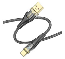 Кабель HOCO U121 Gold standard Transparent Discovery Edition charging data cable Type-C 1m. Black mag-6942007606974139412