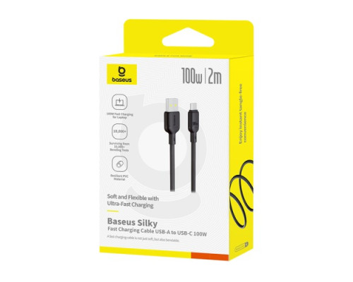 USB кабель Baseus Silky Series USB to Type-C 100W 2m Black P10377703113-01 mag-6932172668754107241