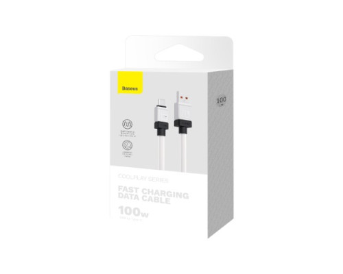 USB кабель Baseus CoolPlay Series Fast Charging Cable USB to Type-C 100W 1m White CAKW000602 mag-6932172626815130544