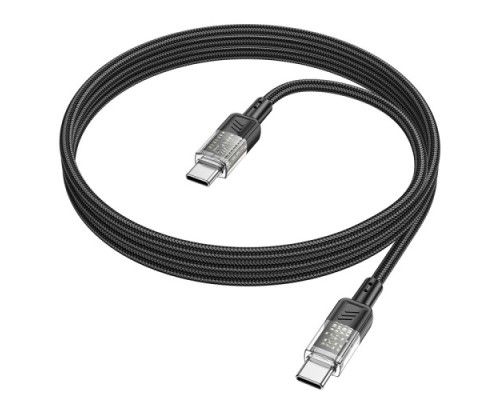 Кабель HOCO U129 Spirit transparent charging data cable Type-C 1,2m. Black mag-6942007612449139413